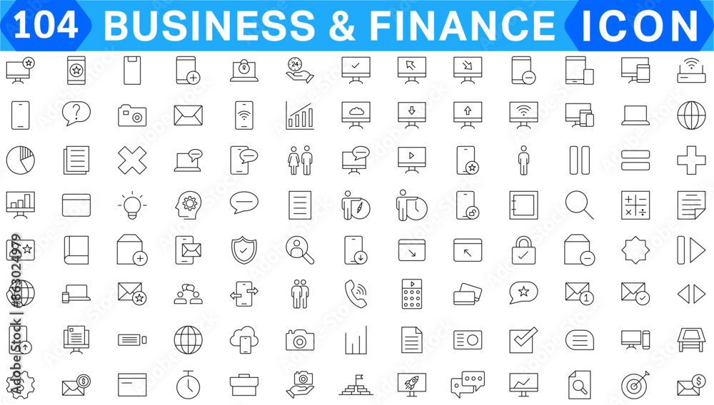 Finance and business line icons collection. Big UI icon set in a flat design. Thin outline icons pack. Vector illustration Finance and business line icons collection. Big UI icon set in a flat design. Thin outline icons pack. Vector illustration