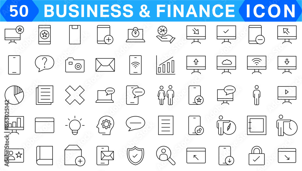 Finance and business line icons collection. Big UI icon set in a flat design. Thin outline icons pack. Vector illustration Finance and business line icons collection. Big UI icon set in a flat design. Thin outline icons pack. Vector illustration