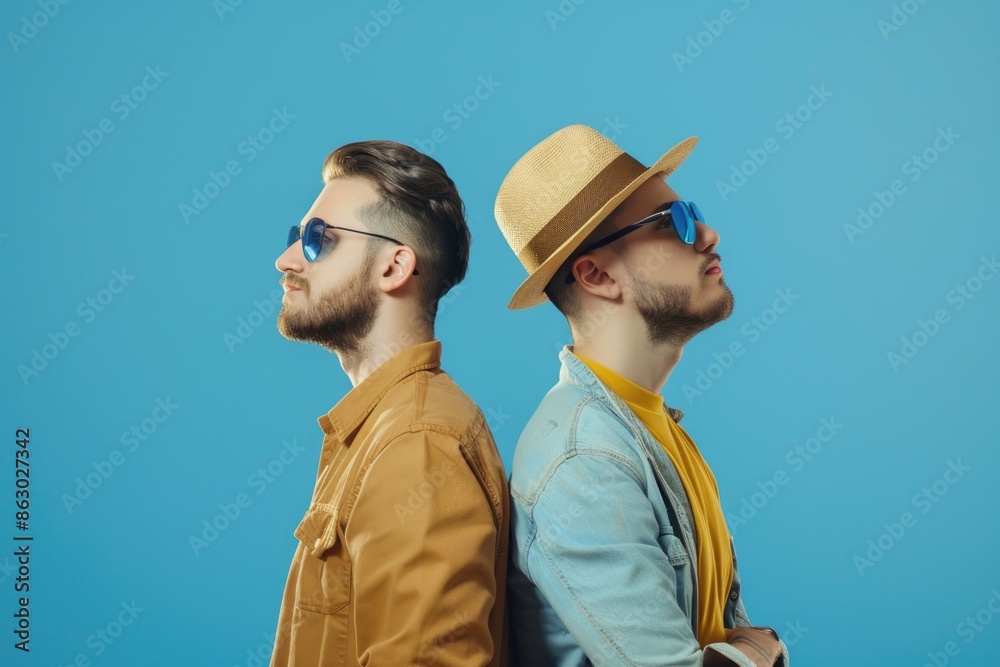 Two guys standing side by side, possibly friends or colleagues Two guys standing side by side, possibly friends or colleagues
