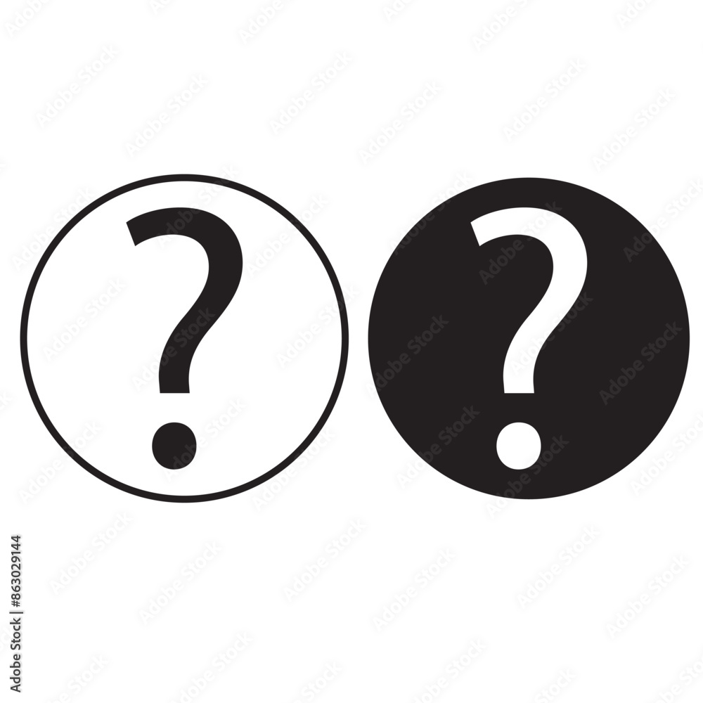 Question mark icon set. Bubble question icon, FAQ questions symbol on a white background.