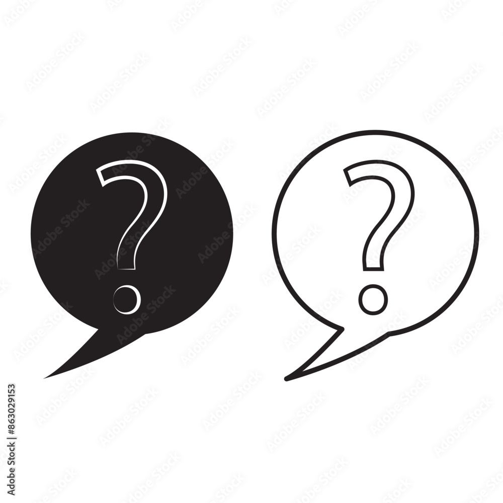 Question mark icon set. Bubble question icon, FAQ questions symbol on a white background. Question mark icon set. Bubble question icon, FAQ questions symbol on a white background.