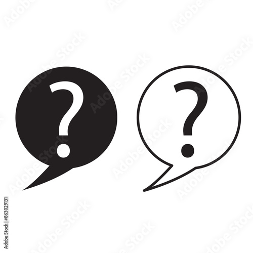 Question mark icon set. Bubble question icon, FAQ questions symbol on a white background.