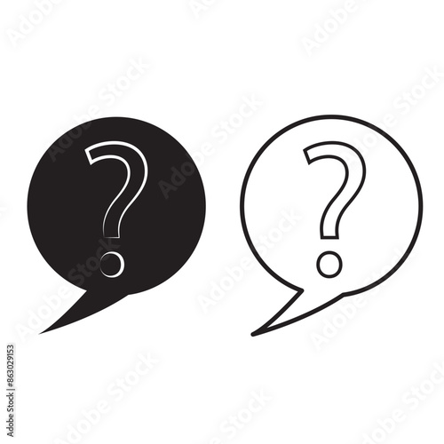 Question mark icon set. Bubble question icon, FAQ questions symbol on a white background.