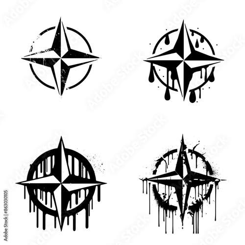 Grunge Black Vector Shapes: Triangles and Circles.