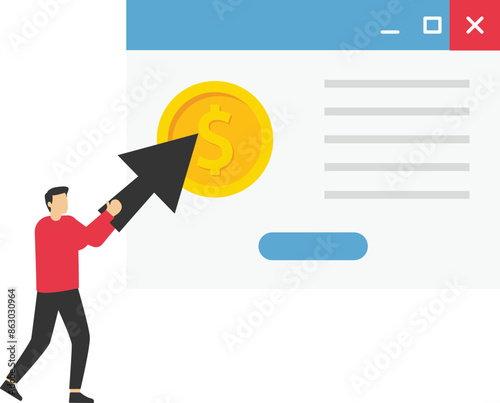 paid per click technology advertising or advertisement concept with team people and clicks icon

