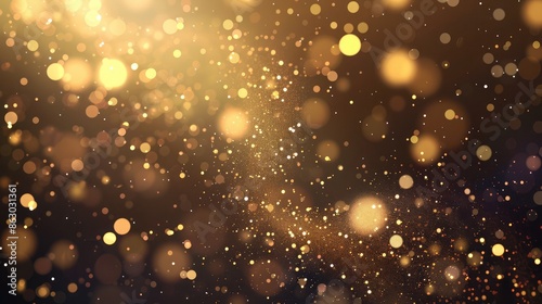Festive abstract golden bokeh background, for fans and banners, decoration,Abstract of Gold glitter magic bright sparks in wave motion, Sparkling background with sequins Glitter colorful golden 
 photo