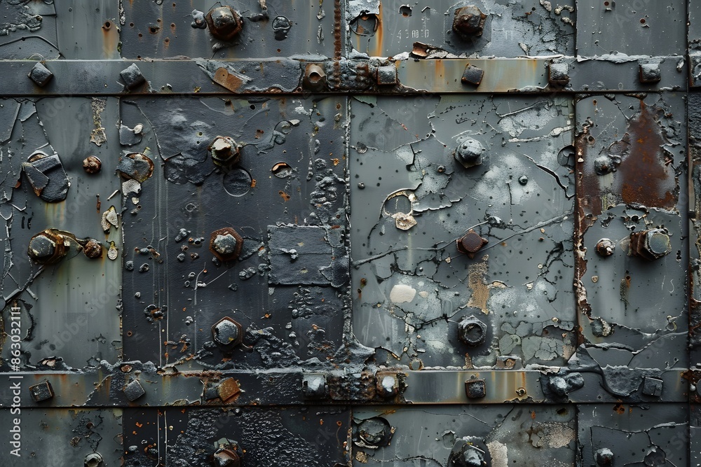 Close-Up of Rusty and Weathered Metal Surface with Bolts Close-Up of Rusty and Weathered Metal Surface with Bolts