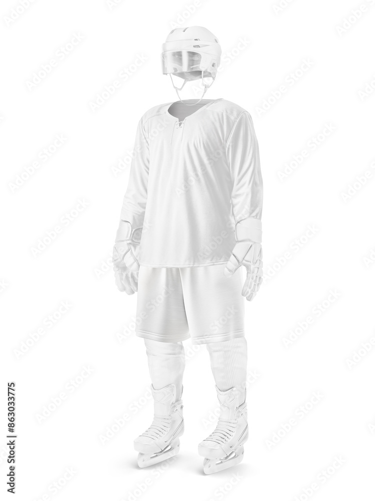 An image of a White Hockey Uniform isolated on a white background An image of a White Hockey Uniform isolated on a white background