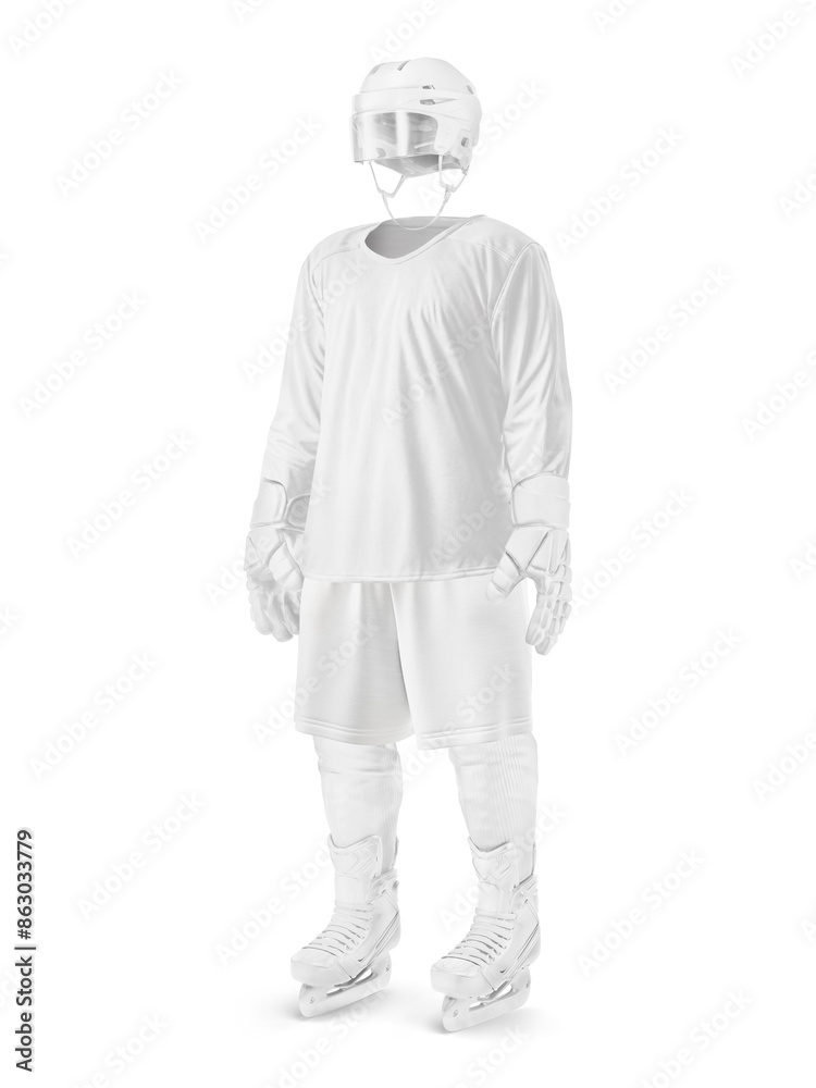 An image of a White Hockey Uniform isolated on a white background An image of a White Hockey Uniform isolated on a white background