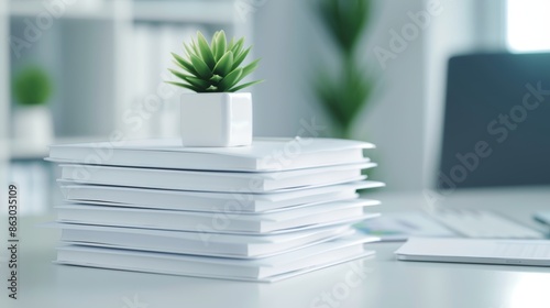 Wallpaper Mural Stack of neatly organized papers on a modern office desk, surrounded by minimalistic decor, creating an orderly and efficient work environment Torontodigital.ca