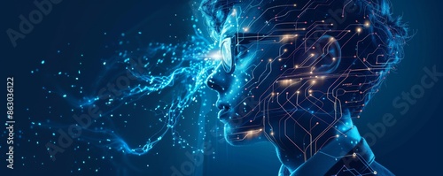 Wallpaper Mural Profile of a digital human with circuit board elements, symbolizing the integration of artificial intelligence and technology. A profile picture of an AI teacher with circuit patterns Torontodigital.ca
