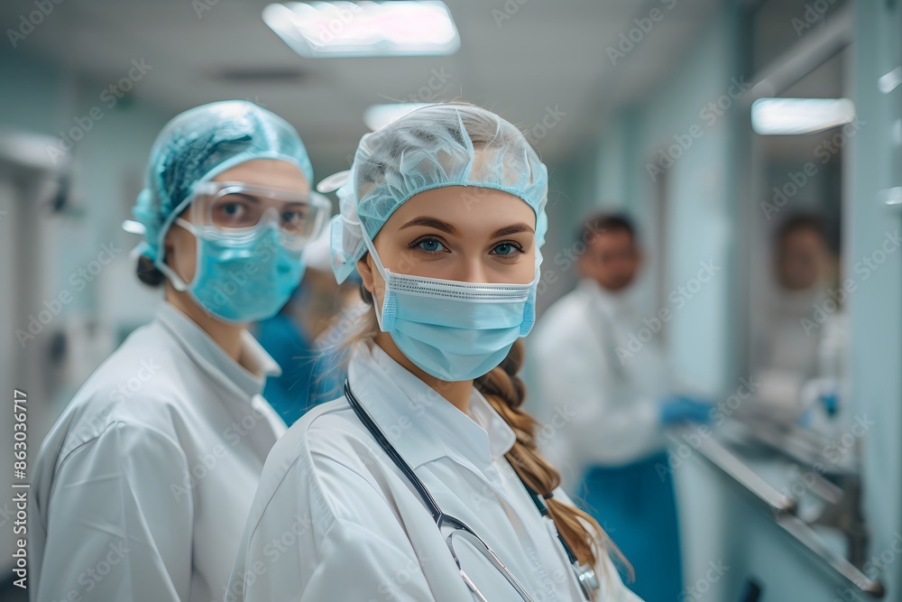 Healthcare Professionals in Protective Gear at a Hospital Healthcare Professionals in Protective Gear at a Hospital