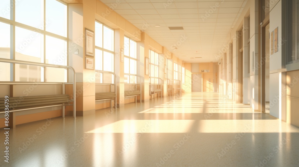 A tranquil image of a hospital hallway bathed in the soft glow of the setting sun, casting long shadows and creating a sense of peace and tranquility. A tranquil image of a hospital hallway bathed in the soft glow of the setting sun, casting long shadows and creating a sense of peace and tranquility.