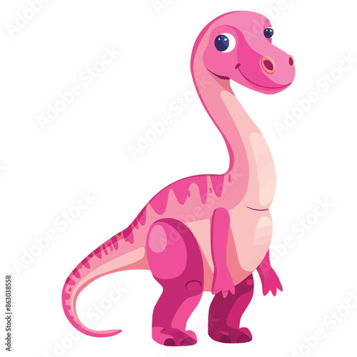 Cute pink dinosaur parasaurolophus cartoon vector