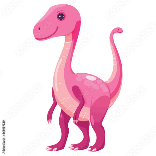 Cute pink dinosaur parasaurolophus cartoon vector