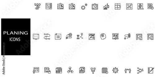 Planing simple concept 33 icons set.Vector illustration.