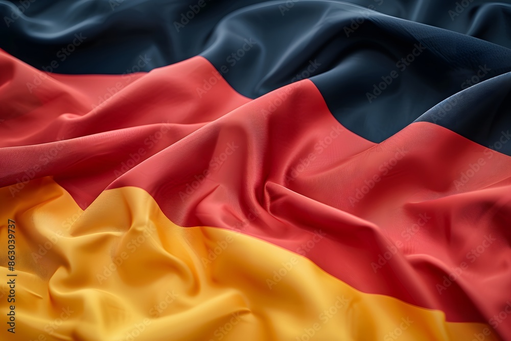 Close-Up of the German Flag with Wavy Fabric Texture Close-Up of the German Flag with Wavy Fabric Texture