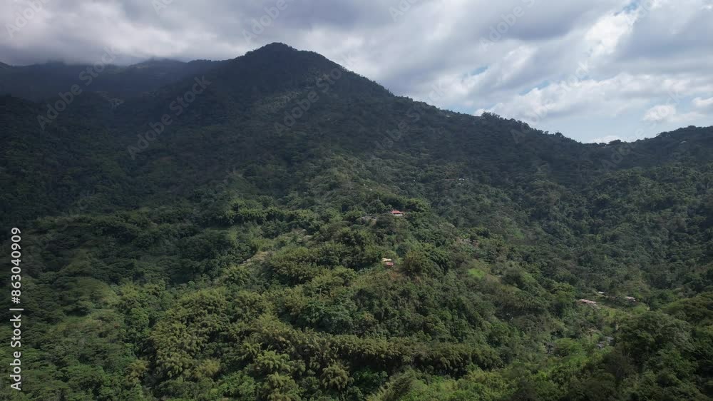 View of the Green Mountains Surrounded by Trees and Crops on a Slightly Cloudy Day in the Morning View of the Green Mountains Surrounded by Trees and Crops on a Slightly Cloudy Day in the Morning