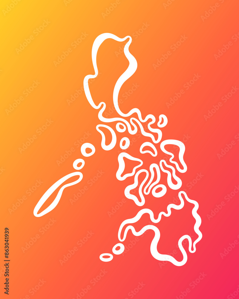 Philippines - Outline Map on Gradient Background Philippines - Outline Map on Gradient Background