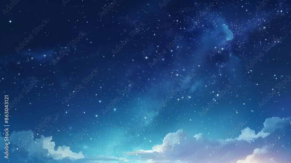 Starry Night Sky with Clouds, Generative AI