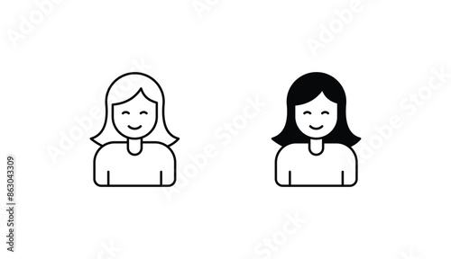 Girl icon design with white background stock illustration