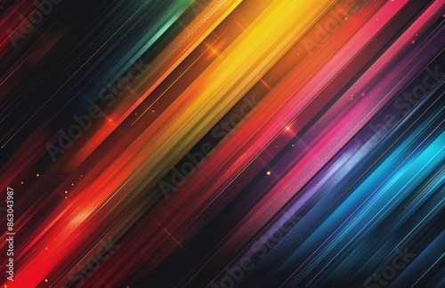 Abstract Diagonal Stripes With Glowing Lights