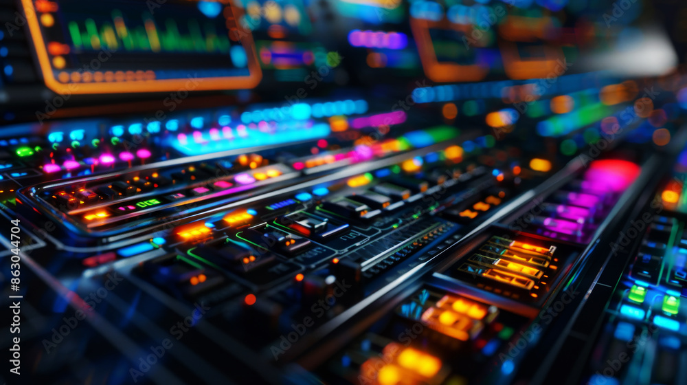 Vibrant and Colorful Control Panel with Digital Interface Vibrant and Colorful Control Panel with Digital Interface