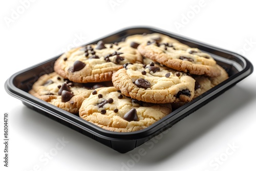 Freshly Baked Chocolate Chip Cookies in a Black Tray