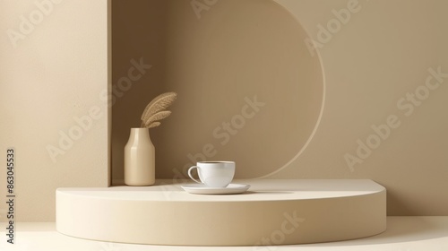 coffee 3d podium round stage for product