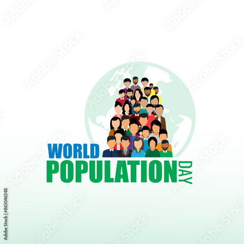 Vector illustration of World Population Day Concept, 11 July. Overcrowded, overloaded, explosion of world population and starvation. Template for background with banner, poster and card.
