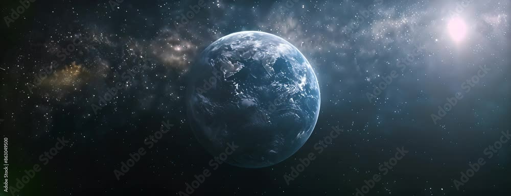 Cinematic scene of planet earth globe on starry space background. 4K Video