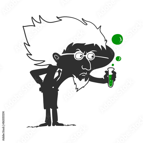 Funny Cartoon Vector of an Evil Mad Scientist Silhouette