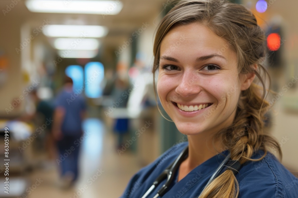 Young Nurse: Providing Smiling Health Care in a Hospital Setting Young Nurse: Providing Smiling Health Care in a Hospital Setting