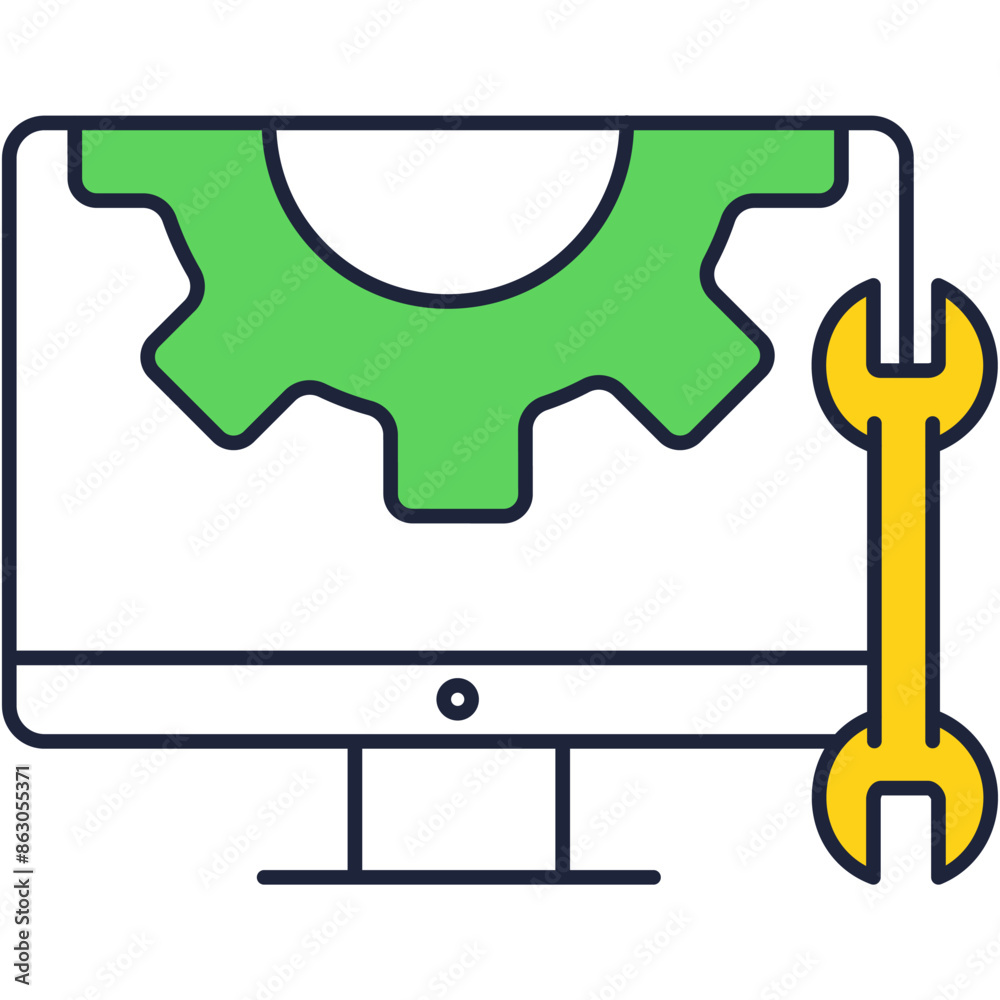 PC computer settings icon line vector symbol PC computer settings icon line vector symbol