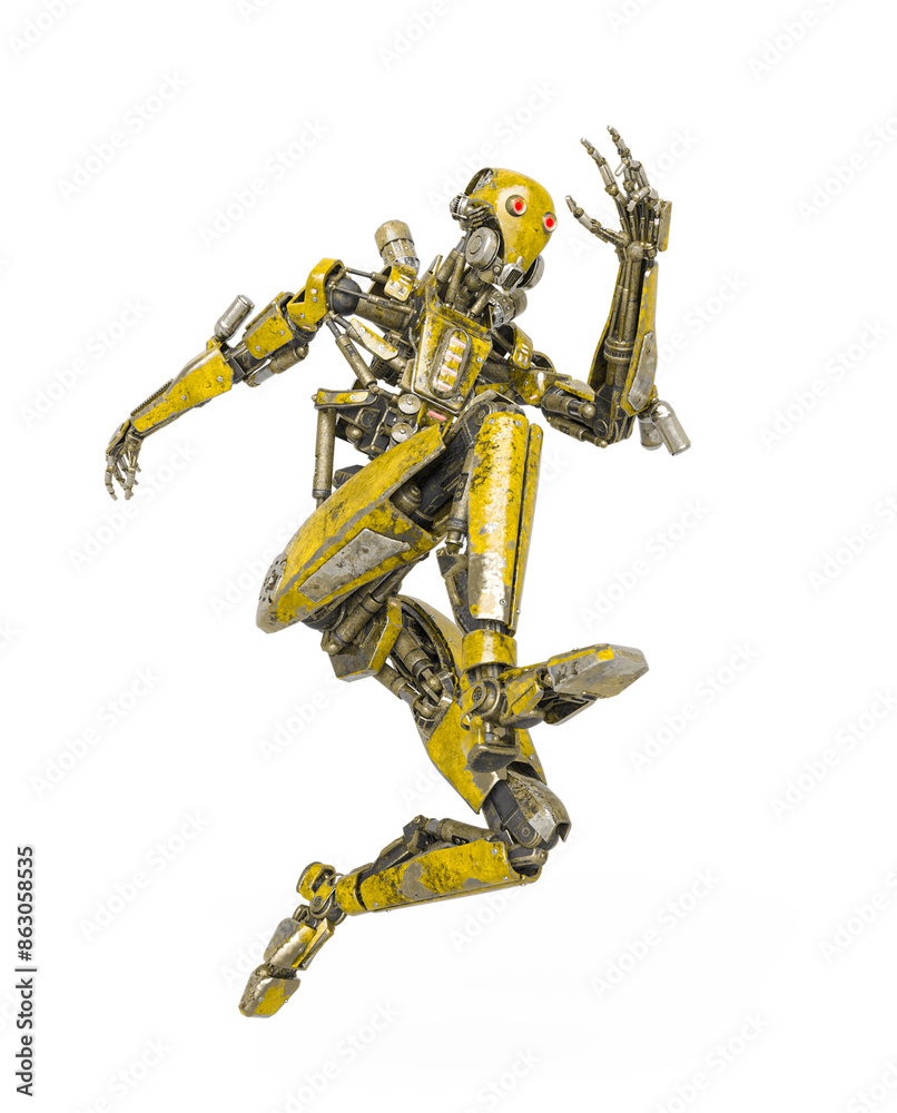apocalypse cyborg is jumping like a comic hero apocalypse cyborg is jumping like a comic hero
