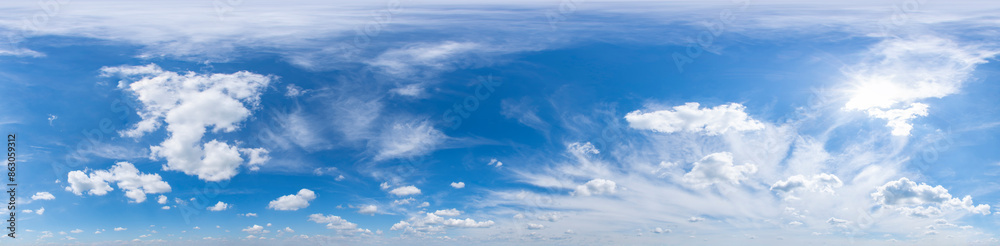 360 seamless panorama of beautiful blue sky with clouds. 360 seamless panorama of beautiful blue sky with clouds.
