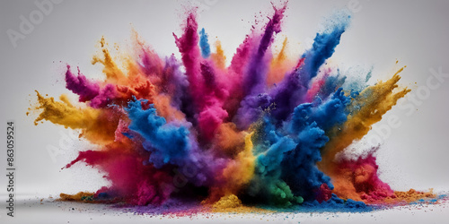 Color Frenzy: Eine dynamische Farbexplosion, die kreative Energie und lebhafte Bewegung in einem kraftvollen Moment vereint photo