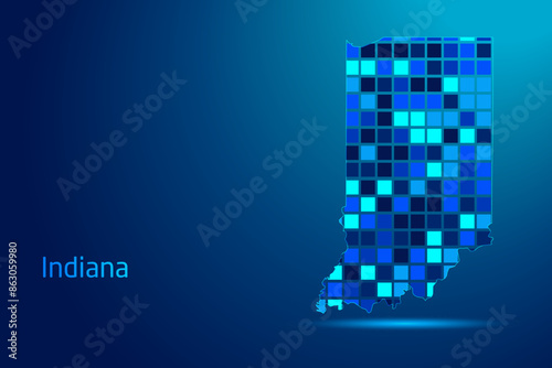 concepts of Indiana Network Digital Technology Graphic illustration. Blue Color. Internet Futuristic Concept Map.