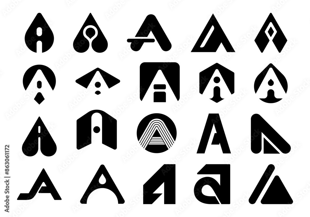 Artistic A Letter Logo Element Set Artistic A Letter Logo Element Set