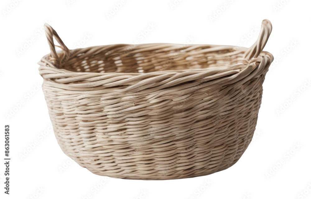Obraz premium Handmade wicker basket with a simple isolate on transparent background, cutout, png