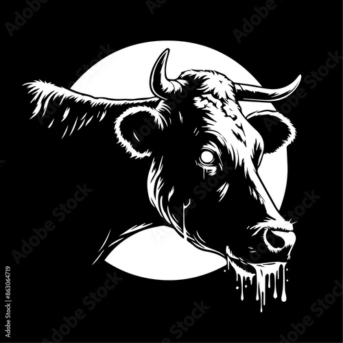 Silhouette Undead Cow Thristy Expression photo