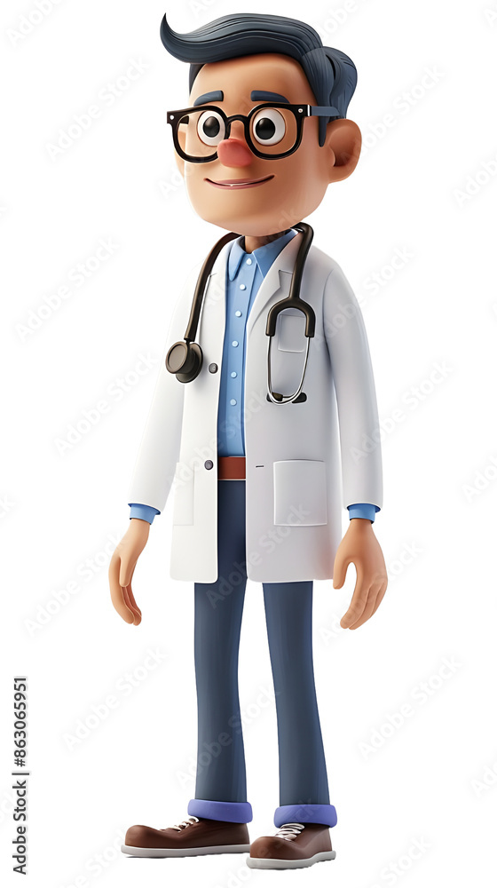 3D render Cartoon doctor isolated