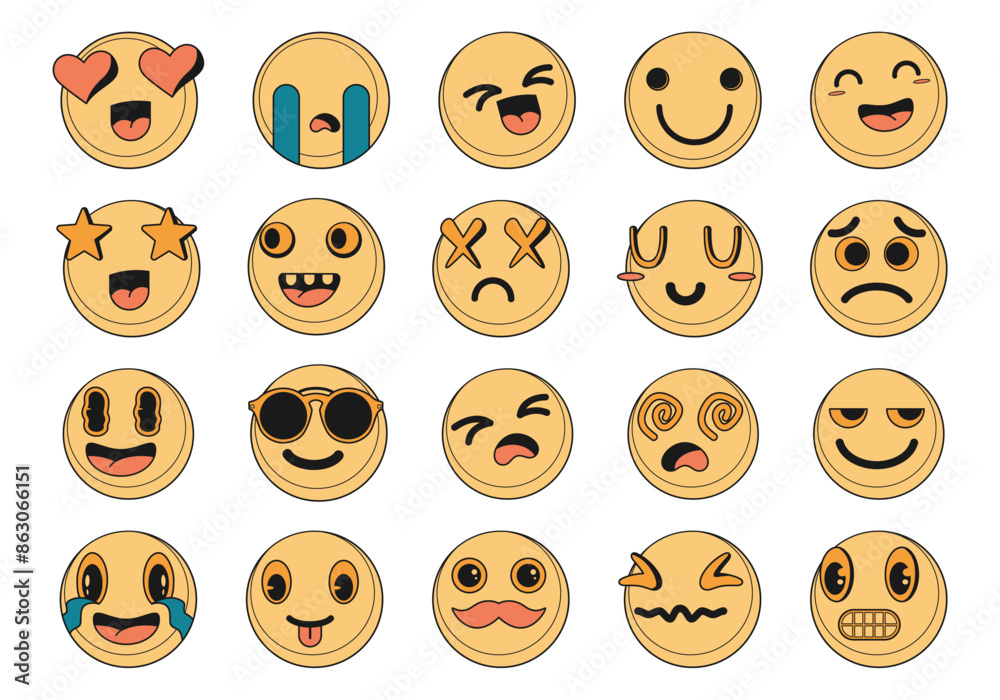 Emoticons Cartoon Sticker Element Set Emoticons Cartoon Sticker Element Set