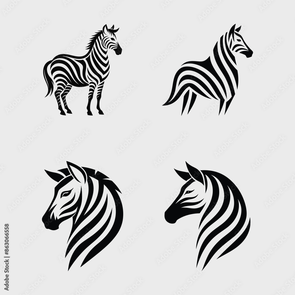 Obraz premium A 4 simple logo Zebra vector illustration