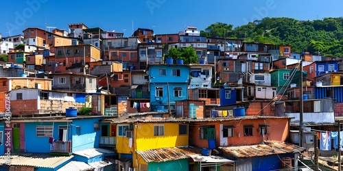 Rio de Janeiros Rocinha is Latin Americas largest shantytown with old residential buildings. Concept Angela Dimayuga, Barry Jenkins, Maggie Rogers photo