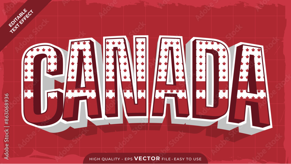 Fototapeta premium Modern Canada Day Editable Text Effect | 1 July Vector Adobe Illustrator Design