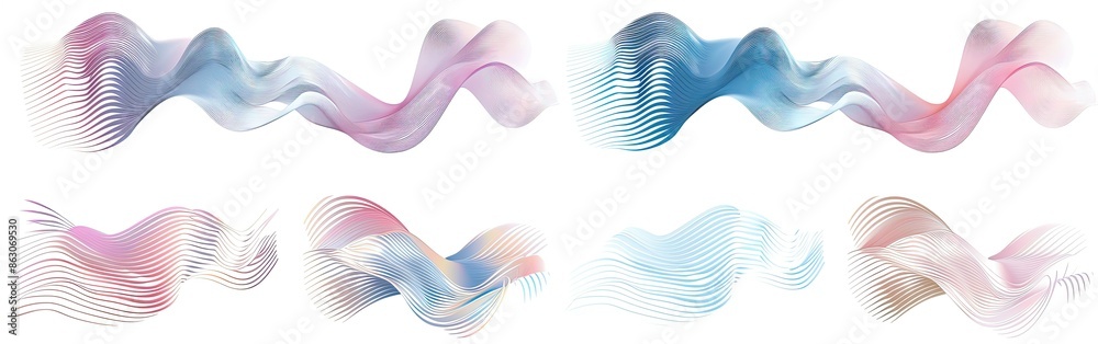 Wavy colored lines on a white background, intended for graphic works. Wavy colored lines on a white background, intended for graphic works.
