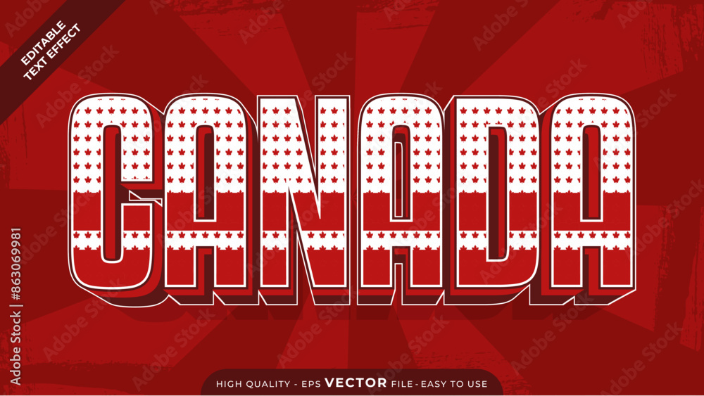 Obraz premium 1 July Canada Day Editable Text Effect | Modern Vector Adobe Illustrator Design