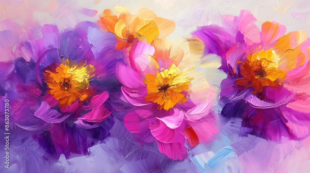 impressionistic purple and orange flower painting with dynamic brushwork and vivid hues impressionistic purple and orange flower painting with dynamic brushwork and vivid hues