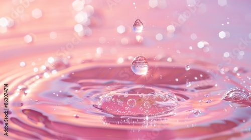 Droplets of water in vibrant pink lighting.